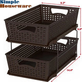 Simplehouseware 2 Tier Bathroom Organizer Tray Pull-Out Sliding Drawer/Under-Sink Storage, Brown