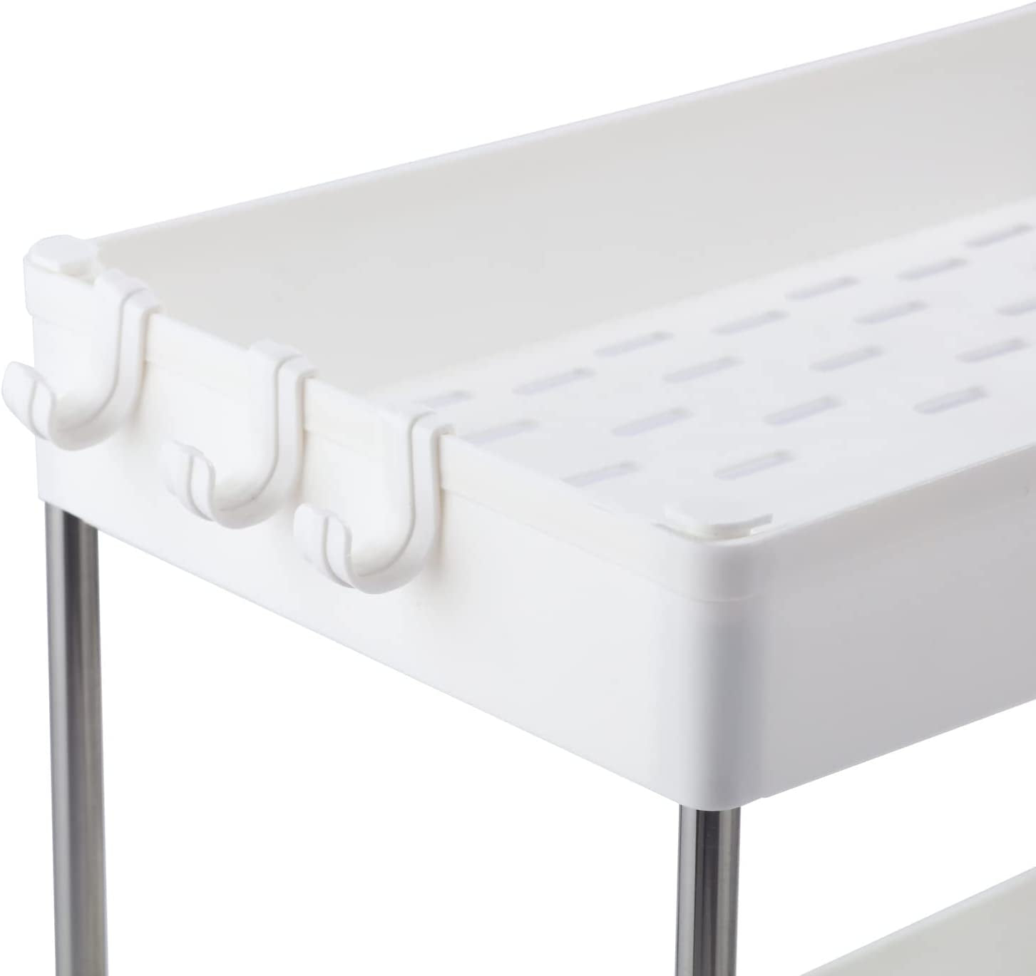 Kitchen Trolley Island Cart with Wheel Stainless Steel Storage Organiser Space-Saving/Extra Storage Space for Items Made with High-Quality Polythene and Steel - White (3-Tier 40X22X60Cm)