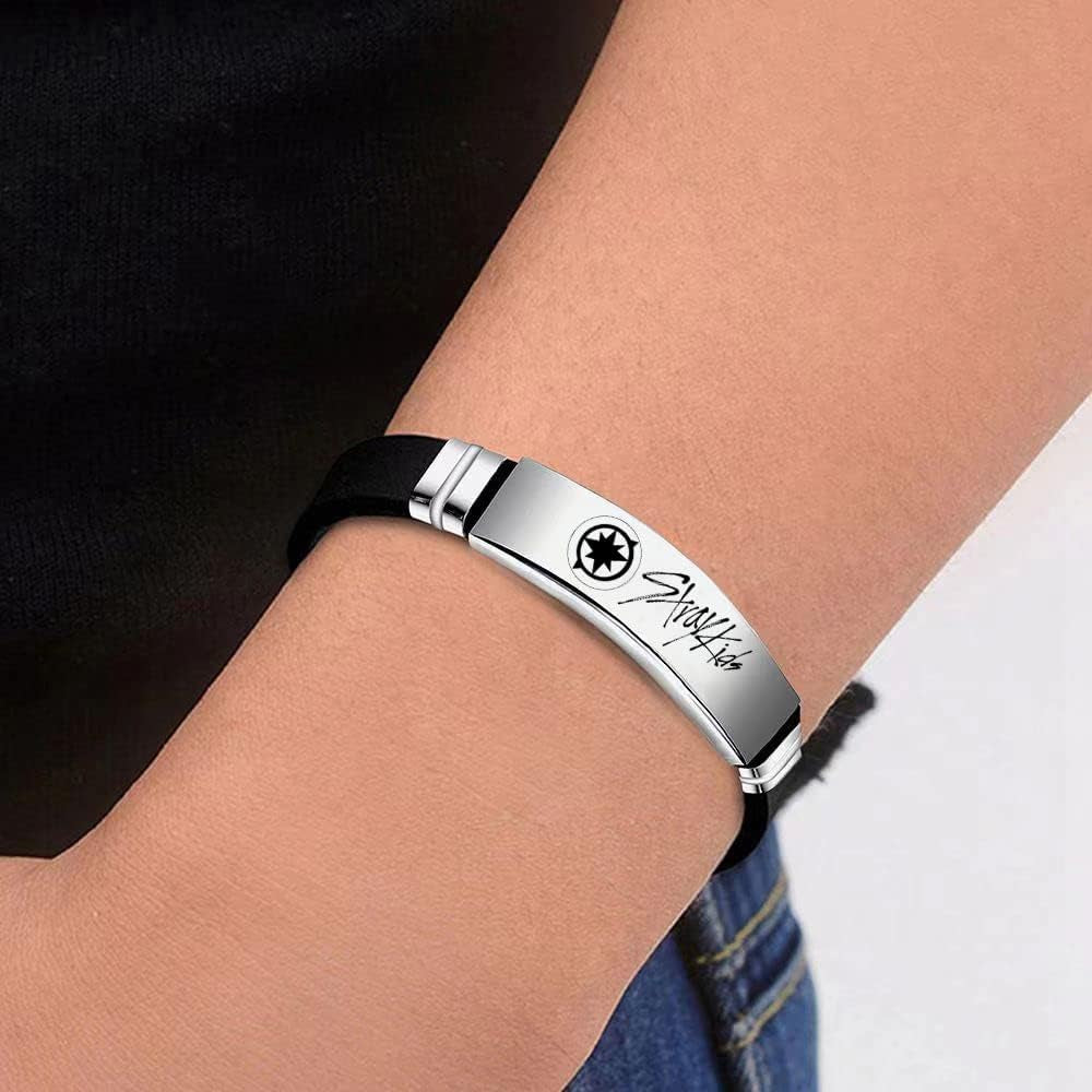 HAUTZADO Antaquyan 2 Pack Kpop Stray Kids Merch Bracelets, Stray Kids Charm Silicone Bracelets Jewelry for Gifts White