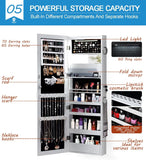 Dual Use Wall Mounted Hang over Mirror Jewellery Cabinet LED Light White