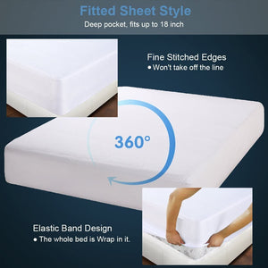 Waterproof Mattress Protector Breathable Mattress Pad Mattress Protector Topper Mattress Topper Fitted Mattress Cover Hypoallergenic anti Bacterial&Dust-Mite Single/Double/Queen/King (Queen)