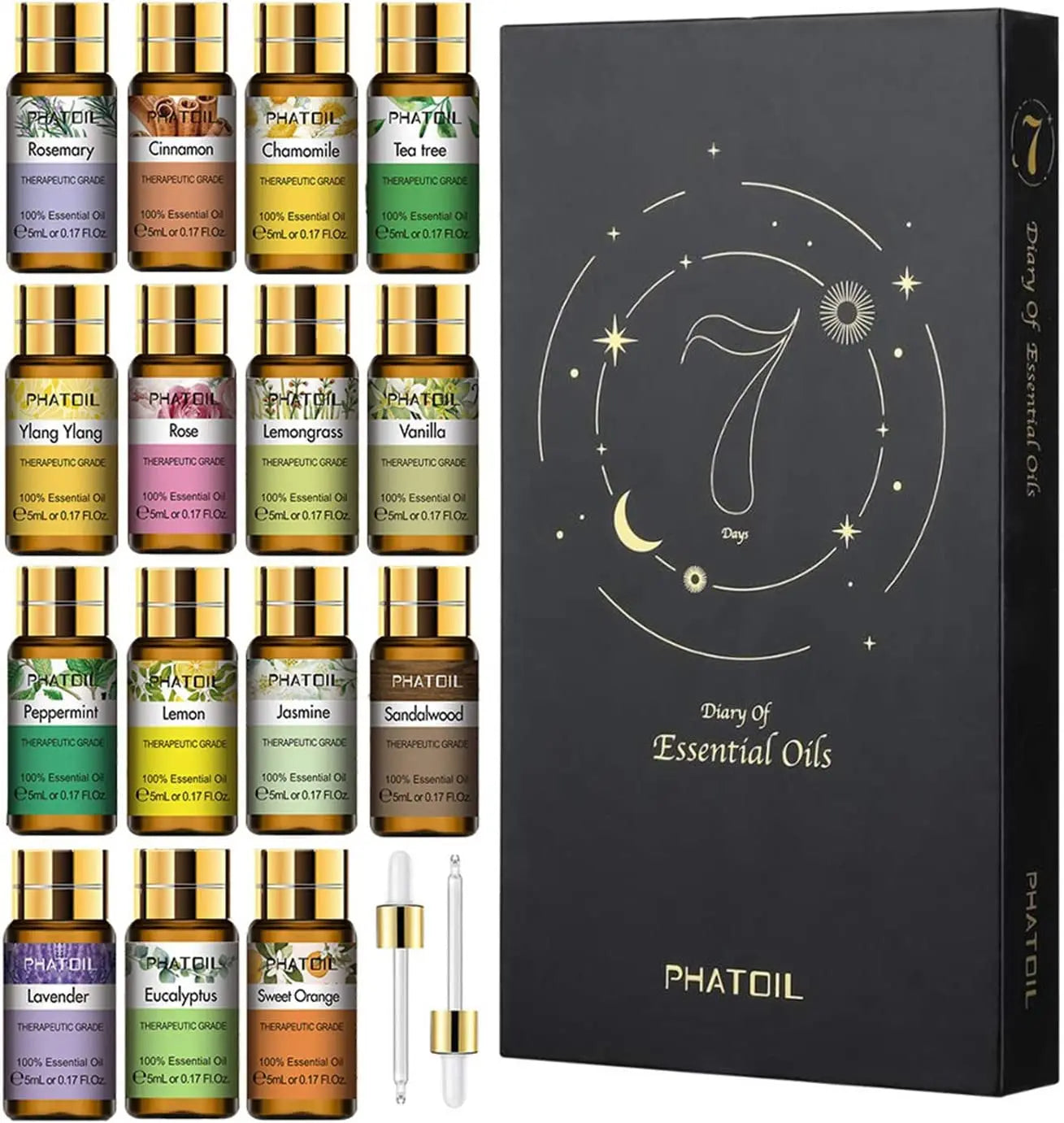 Essential Oils - TOP 15 100% Pure Premium Quality Essential Oils Gift Set - 15 Pack/5Ml for Diffuser Massage Aromatherapy Perfect Gifts