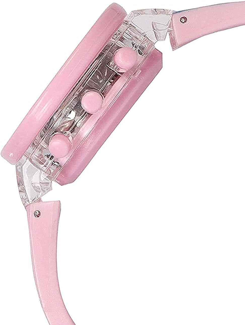 Digital LOL round Shape Pink Led Glowing Watch for Girls, Pink, Strap, Pink, Strap