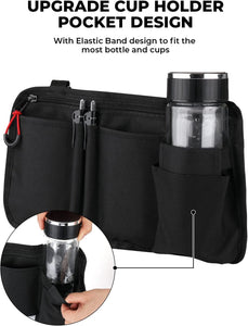 Wheelchair Pouch Bag for Walker, Rollator Walker Bags for Armrest Organizer Wheelchair, Wheelchair Side Pouch with 5 Pocket, Walker Accessories Bag with Cup Pocket