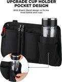 Wheelchair Pouch Bag for Walker, Rollator Walker Bags for Armrest Organizer Wheelchair, Wheelchair Side Pouch with 5 Pocket, Walker Accessories Bag with Cup Pocket