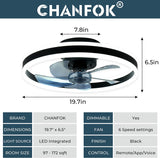 Smart Ceiling Fans with Lights Compatible with Alexa and Google Assistant 20", Low Profile Ceiling Fan with Lights Remote,App Control,6 Speed Reversible Blades for Bedroom/Living Room