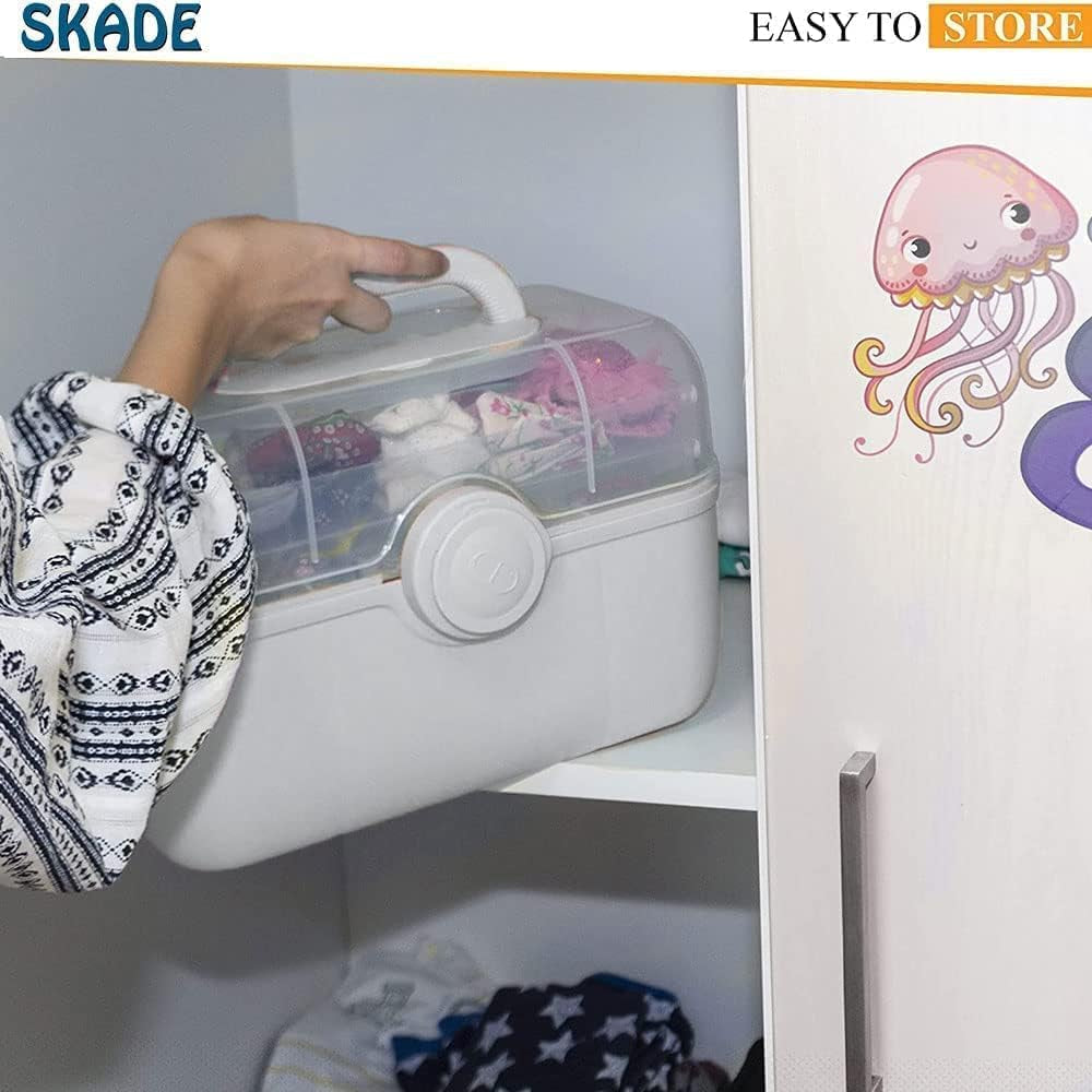 Medicine Storage Box and Plastic Storage Box, Multipurpose Organizer and Storage Case for Art Craft and Cosmetic,Hobby Accessories, Bathroom Cosmetics, and Toiletries