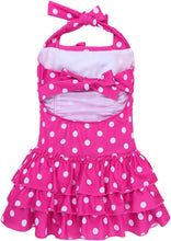 Load image into Gallery viewer, Girls Kids Bathing Suits Polka Dot Adjustable Halter Beach Sport One Piece Swimsuit Swimwear
