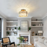 Gold Ceiling Light Fixture - Easric Industrial Crystal Semi Flush Mount Ceiling Lighting Modern LED Crystal Chandeliers Fitting for Hallway Living Room Dining Room Kitchen