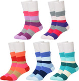 Kids Girls' 5 Pack Seamless Rainbow Stripes Crew Socks