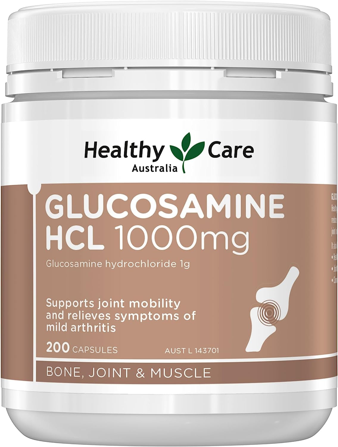 Glucosamine HCL 1000Mg - 200 Capsules, Brown | Supports Joint Mobility and Relieves Symptoms of Mild Arthritis