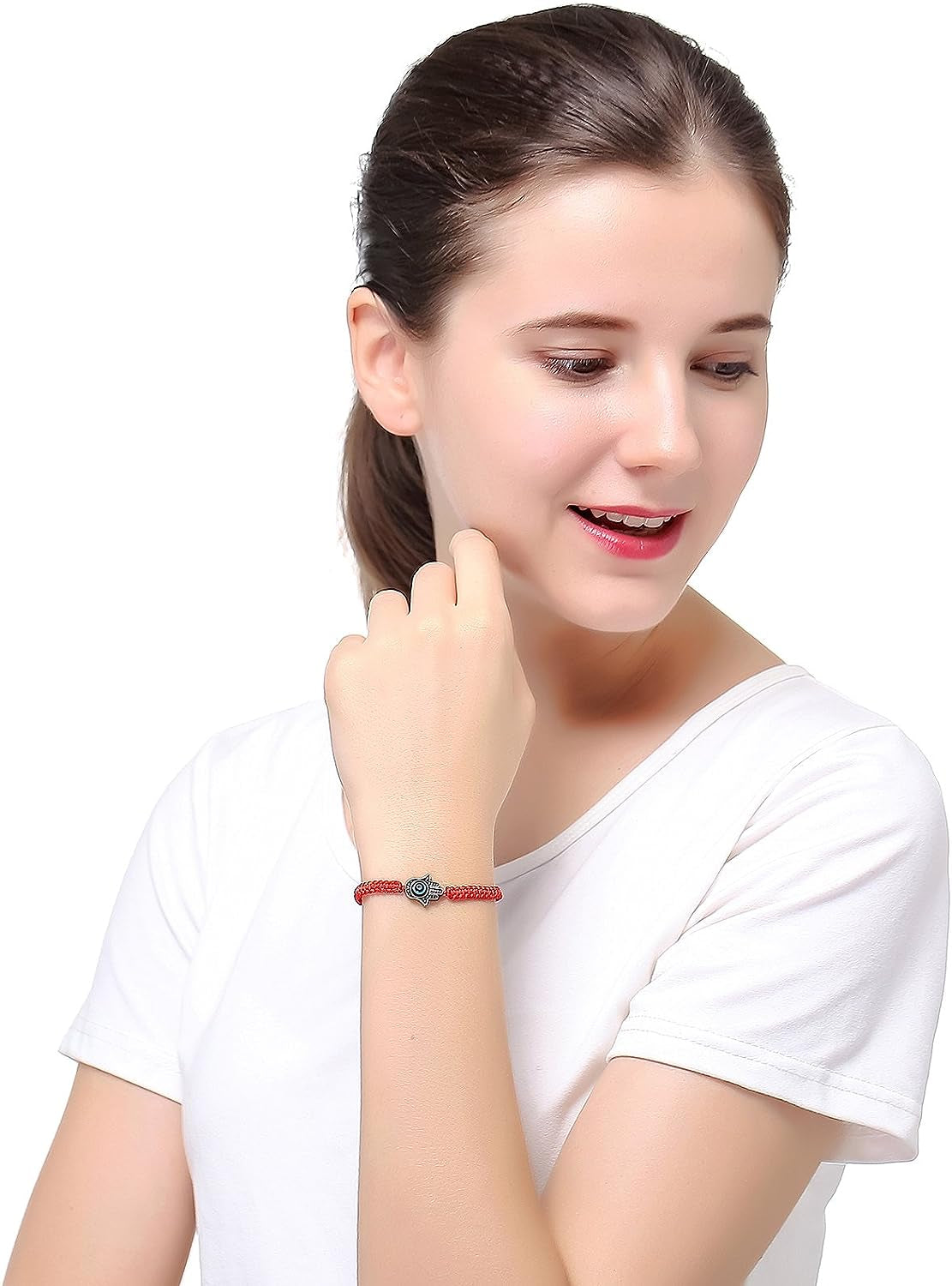 6Pcs Braided String Kabbalah Bracelets Rotating Evil Eye Hamsa Hand for Protection Bracelet Red/Black String