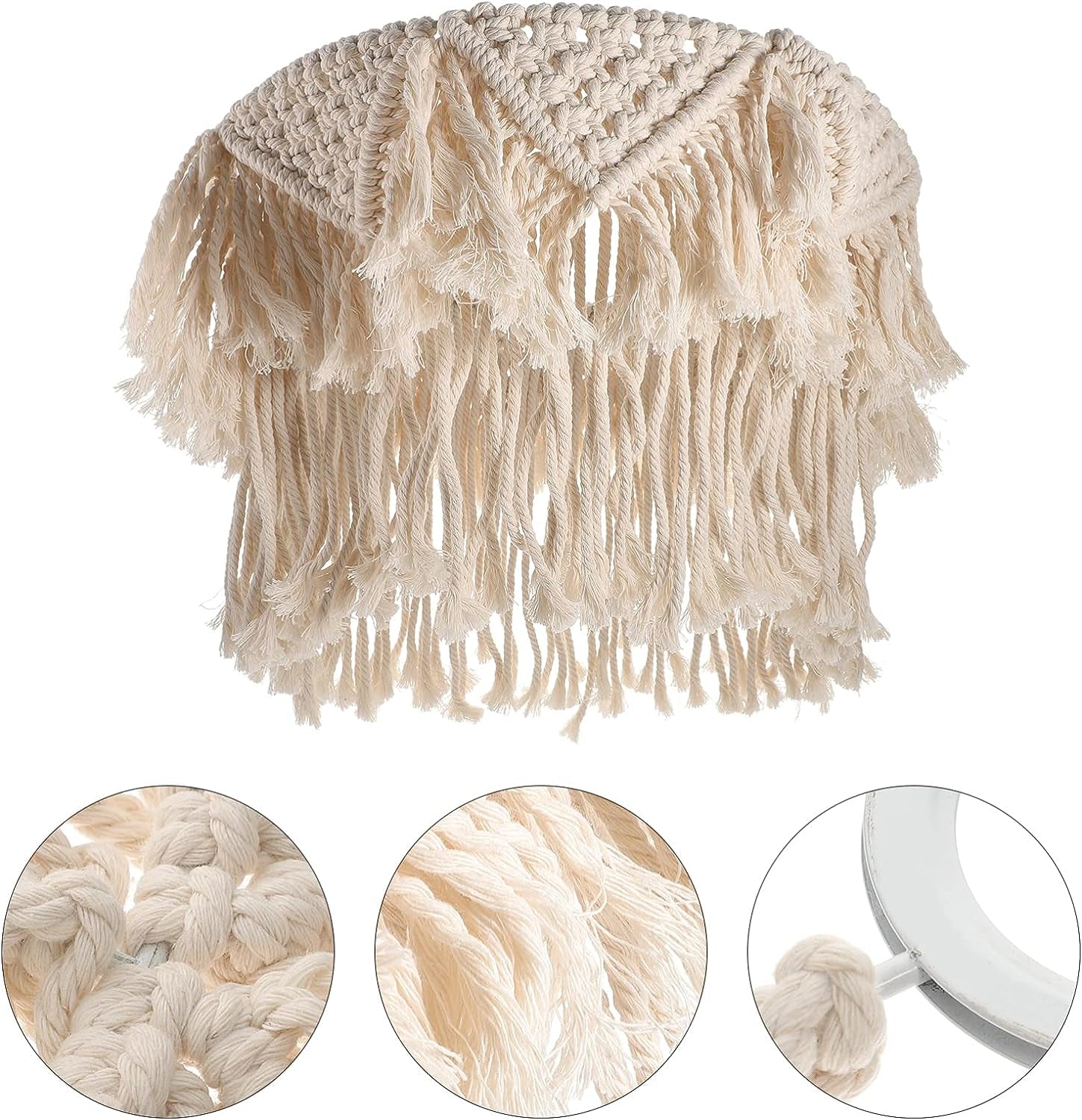 Fringe Lamp Shade Macrame Lamp Shade Ceiling Light Shade Hanging Pendant Light Cover Chandelier Shade Woven Lamp Shade