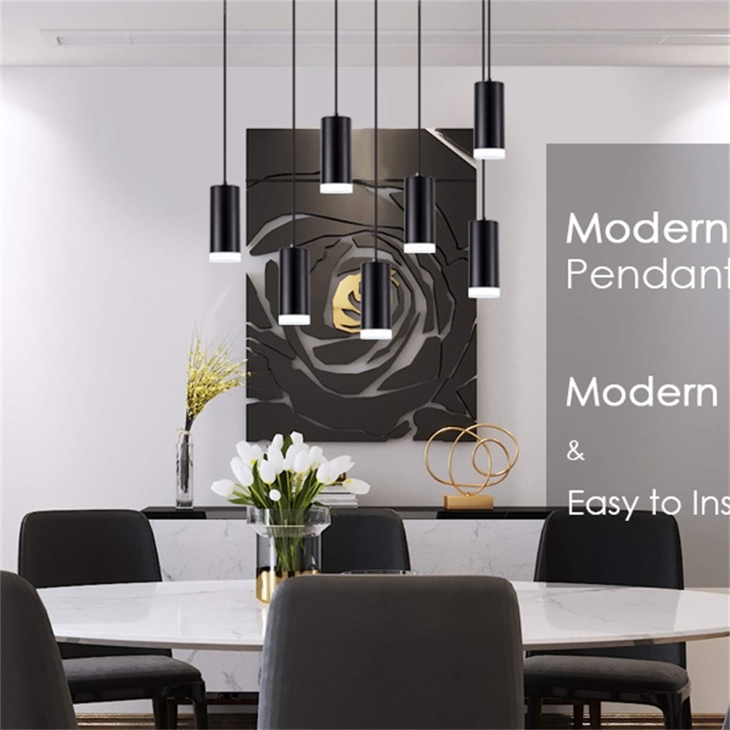 12W Modern LED Cylindrical Acrylic Pendant Lighting Ceiling Spot Lights Downlight Hanging Lamp for Kitchen Island Bar Living Dining Room Light Fixtures - Cold White