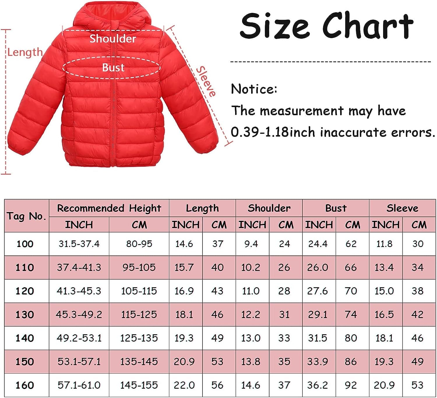 Kids Lightweight Puffer Jacket Packable Bubble Coat down Cotton Coats Zip up Hooded Outwear 1-10 Years