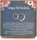 Sweet 13Th Birthday Gifts for Girls, Birthday Gifts for Her, Presents for 13 Year Old Girls, Sterling Silver 2 Ring Birthday Necklace, Friendship Gifts Birthday Jewelry, Sterling Silver Silver
