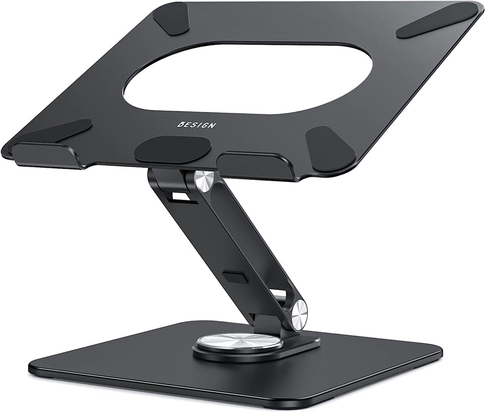 LSX7 Laptop Stand with 360° Rotating Base, Ergonomic Adjustable Notebook Stand, Riser Holder Computer Stand Compatible with Air, Pro, Dell, HP, Lenovo More 10-15.6" Laptops (Black)