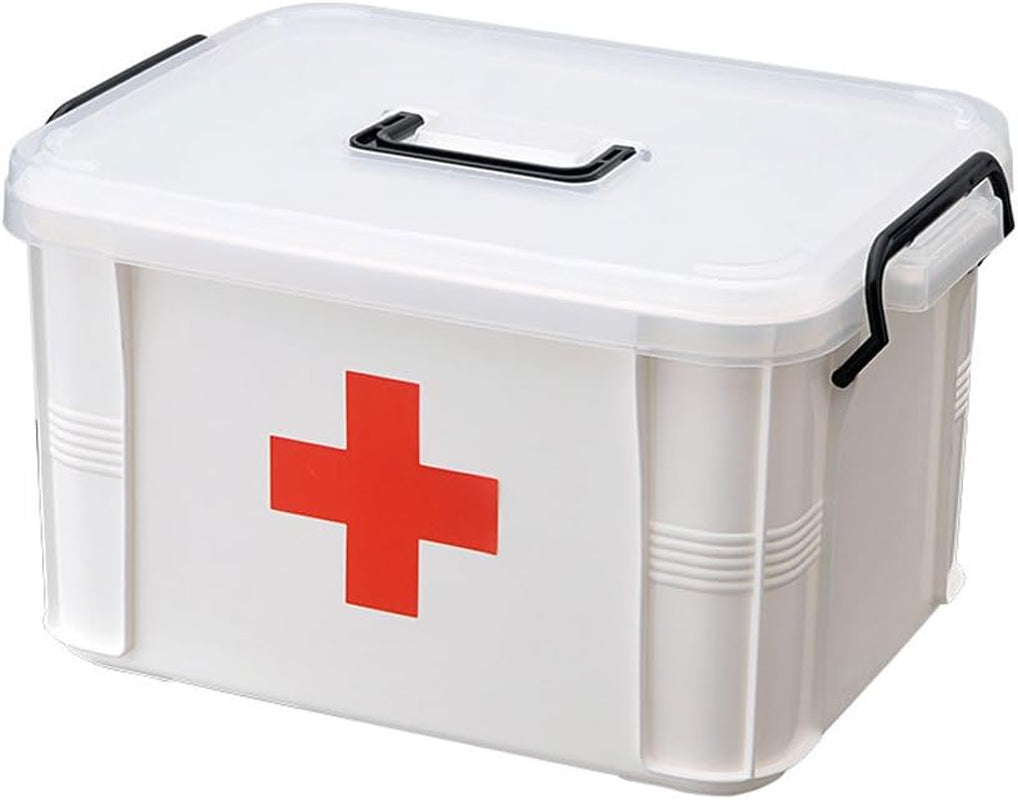Medicine Box Storage Box Organizer 2 Layers with Compartments Family Emergency Kit Storage Case 9.25"X6.49"X5.31"