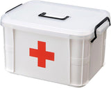 Medicine Box Storage Box Organizer 2 Layers with Compartments Family Emergency Kit Storage Case 9.25"X6.49"X5.31"