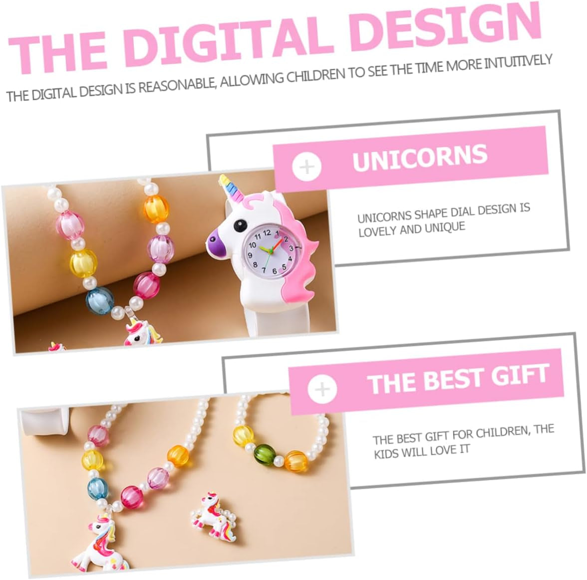 1 Set Children'S Watch Digital Watch Kids Suit Case Charm Bracelets Statement Necklace Snap Bracelet Slap Bracelets for Kids Cartoon Bracelet Necklace Children Beaded Necklace Girl