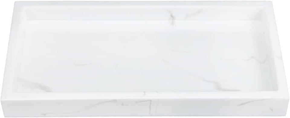 White Serving Tray Bathroom Toiletries Tray Resin Jewelry Storage Tray Marble Pattern Storage Tray Bathroom Toiletries Tray Sundries Storage Tray White Vanity Table