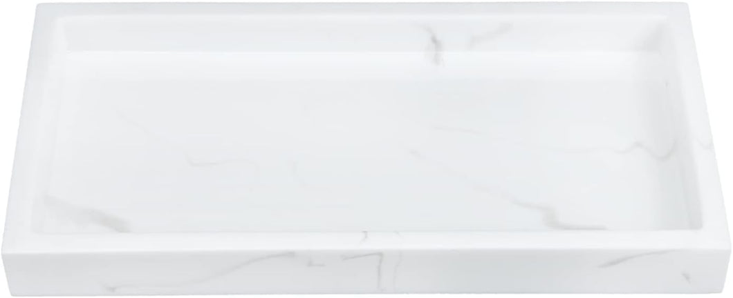 White Serving Tray Bathroom Toiletries Tray Resin Jewelry Storage Tray Marble Pattern Storage Tray Bathroom Toiletries Tray Sundries Storage Tray White Vanity Table