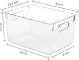 [4 Pack]  Extra Large Clear Storage Containers Pantry Organiser for Closet, Pantry, under Sink, Bathroom - Stackable Plastic Storage Bins with Handle for Cabinet, Cupboard, Kitchen & Home Organisation