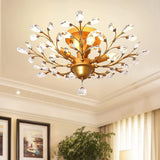 Crystal Chandeliers,K9 Crystal LED Ceiling Light,Vintage Light Fixtures Pendant Lighting for Living Room Bedroom Restaurant Porch Chandelier(4-Light,Golden)
