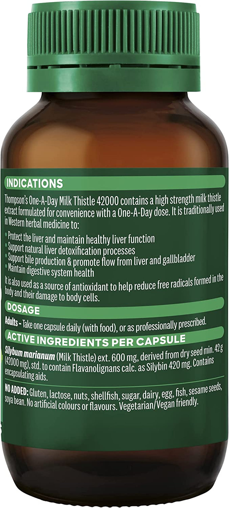 One-A-Day Milk Thistle 42000Mg 60 Capsules | Digestive Health | Healthy Liver Function | Detoxification | Antioxidant