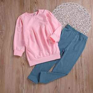 Toddler Girls Clothes Winter Warm Long Sleeve Tops+Long Pants Set