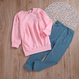 Toddler Girls Clothes Winter Warm Long Sleeve Tops+Long Pants Set