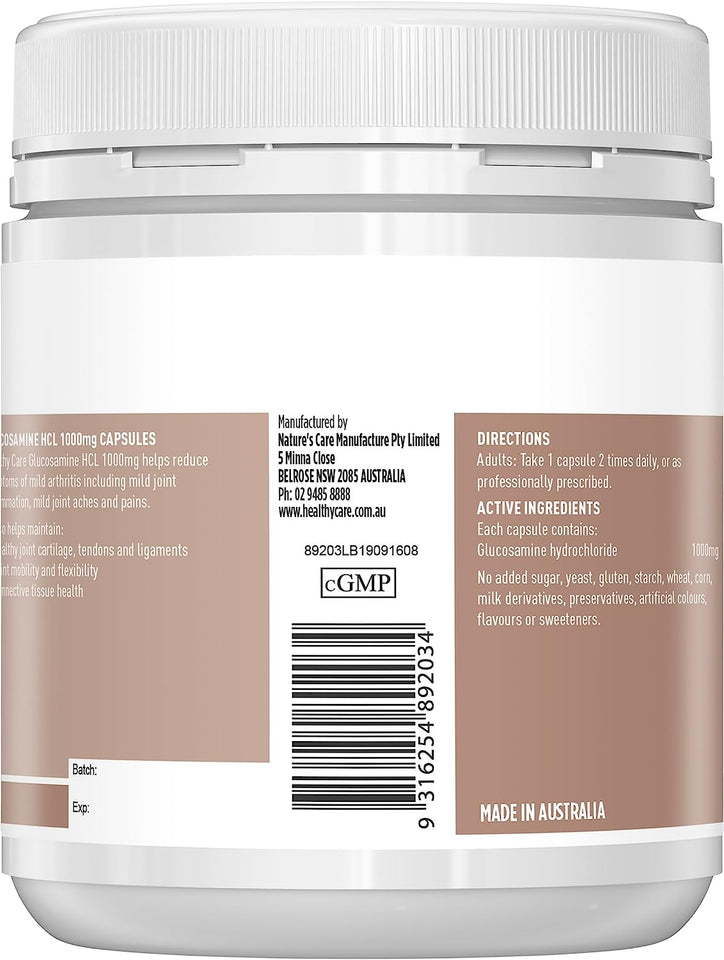 Glucosamine HCL 1000Mg - 200 Capsules, Brown | Supports Joint Mobility and Relieves Symptoms of Mild Arthritis