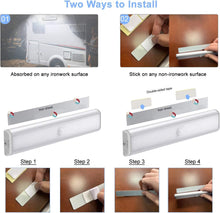 Load image into Gallery viewer, 10 LED under Cabinet Lights, under Cabinet Light,Closet Lights Motion Sensor Light,Usb Rechargeable Stick-On Stairs Step Light Bar, LED Night Light Magnetic Closet Lighting, (2 Pack)
