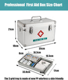 Premium 14 Inches Empty First Aid Box with an Internal 3 Grid Tray and Shoulder Strap, Aluminum Alloy Framed, Portable Home & Work Medicine Box for Medical and Health Industry Workers