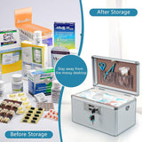 Locking Key Medicine Box,First Aid Key Safe Box with Lock,Key Medication Storage Lock Box for Drugs Use, 12.2'' X 7.8'' X 8.2'' White