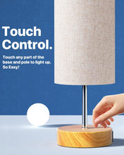 Load image into Gallery viewer, Bedside Lamp Touch Control Table Lamp with USB A+C Charging Ports 3-Way Dimmable Nightstand Lamp with Linen Fabric Shade for Bedroom Living Room
