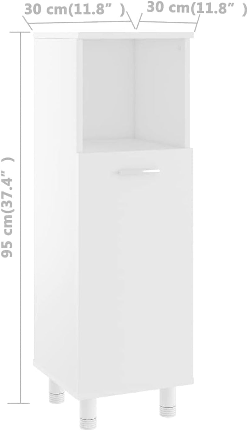 Bathroom Cabinet Indoor Home Laundry Room Washroom Toilet Rack Cupboard Storage Cabinet Shelf Furniture White Engineered Wood