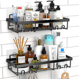 Shower Caddy Shelf Organizer Rack, Self Adhesive Black Bathroom Shelves Basket, Home Farmhouse Wall Shower inside Organization and Storage Decor Rv Accessories, First Apartment Essentials