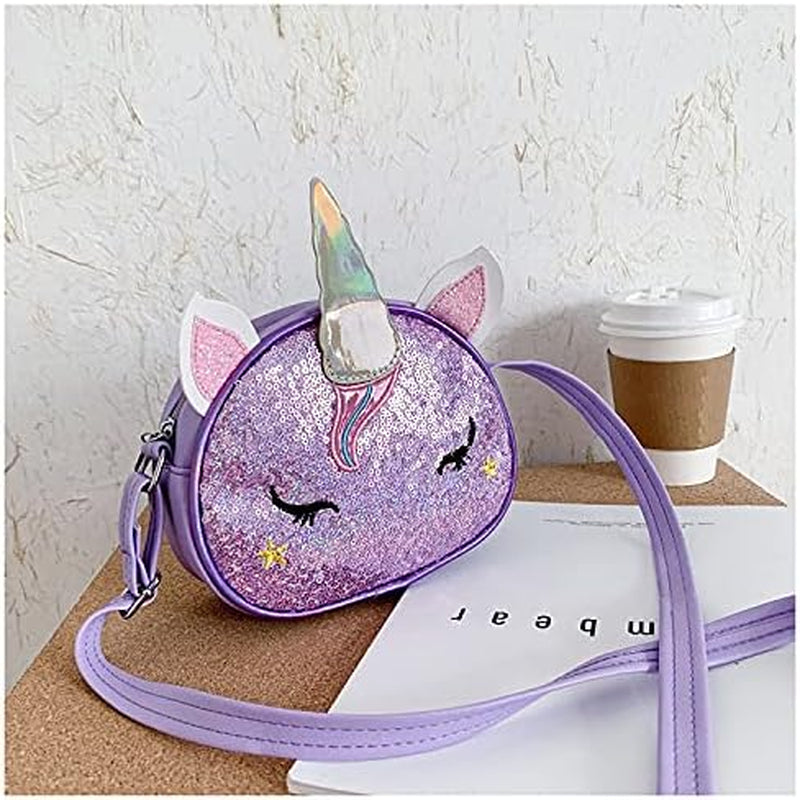 Girls Unicorn Sequin Glitter Crossbody Shoulder Purse Handbag Women Satchel Tote Shell Bag, Sequin Blue, One Size, Satchel