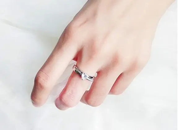 Women's Solid 925 Sterling Silver Heart Cut Cubic Zirconia Eternity Solitaire Engagement Ring pattanaustralia