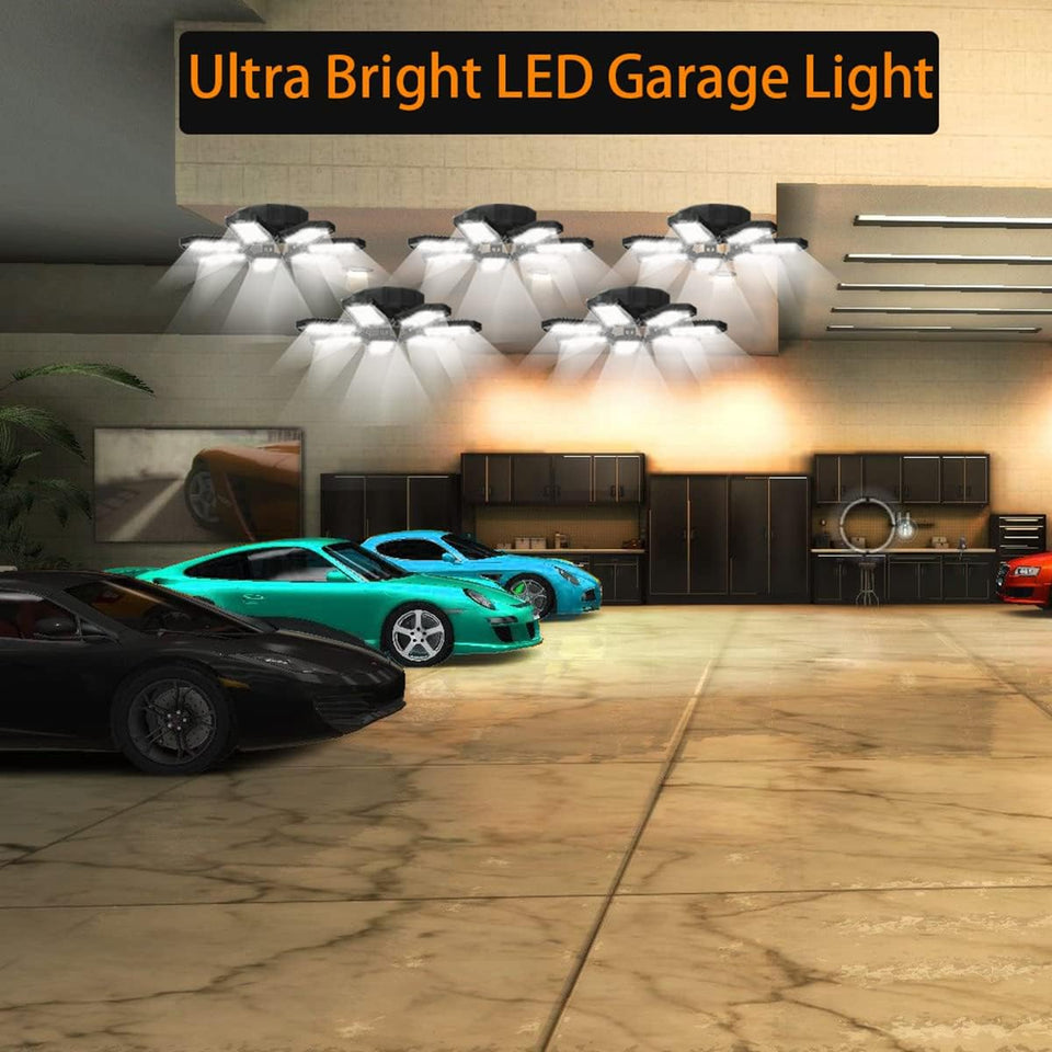 Garage Light, 120W 2100Lumens 6500K Deformable LED Garage Light, 7 Leaves High Light Transmittance & Efficient Heat Dissipation Garage Lights Ceiling LED for Garages, Warehouses, Basements (1 PC)