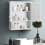 Bathroom Wall Cabinet, 2-Door Wall Mount Cabinet W/Hanging Design, Wooden Medicine Cabinet W/Adjustable Built-In Shelf, Kitchen/Laundry Storage Cupboard with Ample Storage Space (Gray/White)