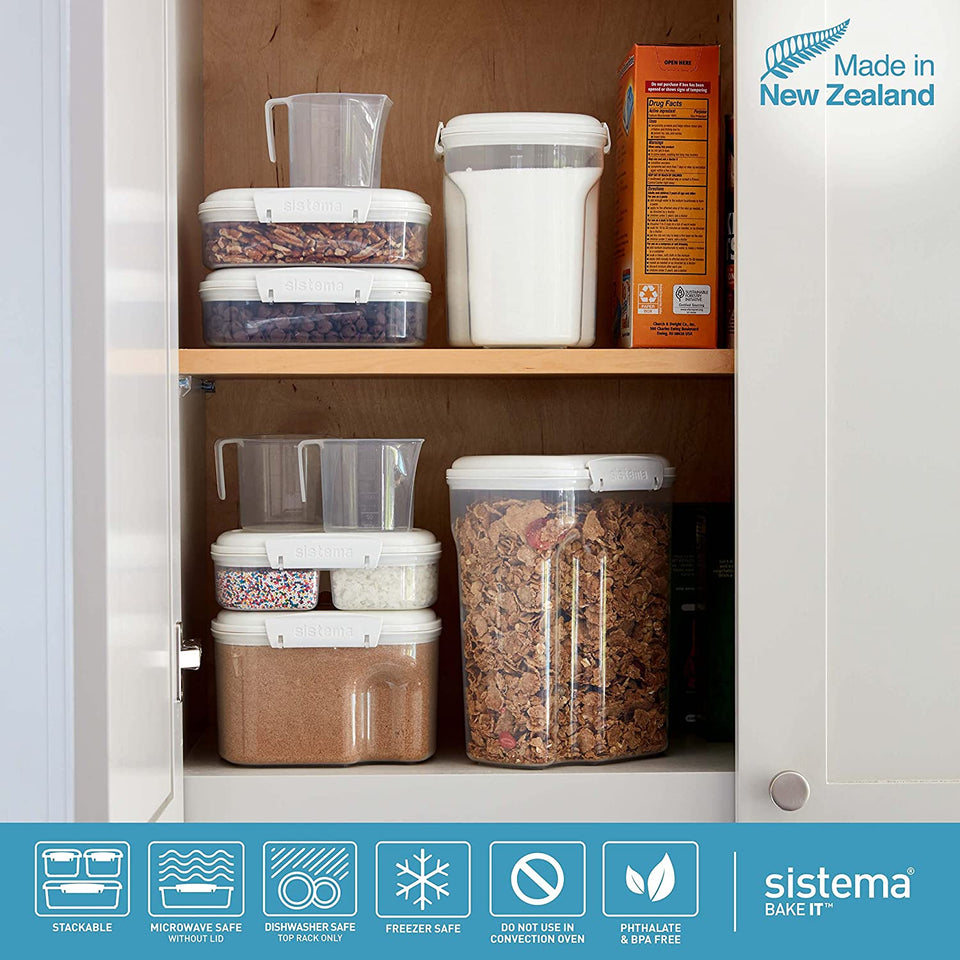 82004 Bake It Pantry Set 5 Food Storage Containers with Lids 2 Cups for Baking Bpa-Free for Cereal, Flour, Pasta and More