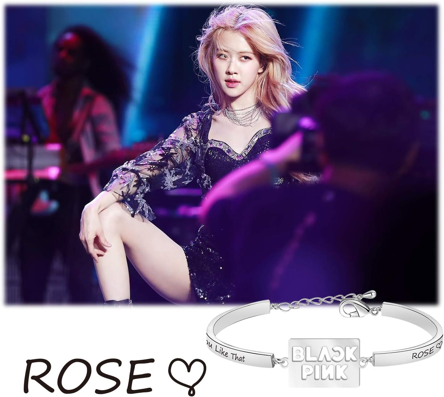 Kpop Blackp Group Gifts Blackp Necklace How You like That Jennie Lisa Jisoo Rose Bracelet for Blackp Lover Blackp Fans