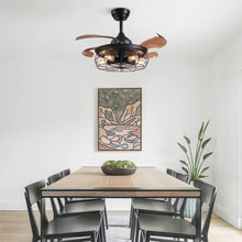 Load image into Gallery viewer, 5-Light Ceiling Fan with Remote, 106CM Retractable Blades Industrial Ceiling Fans with Lights, Vintage Chandelier Fans with Lamp for Kitchen, Dining Room, Living Room, Bulbs Not Included
