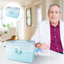 Load image into Gallery viewer, Household Medical Kit Portable Medicine Box Storage Locked Organizer Fold Organiser Blue 34X21.5CM
