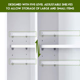 Bathroom Over-The-Toilet Storage Cabinet, Freestanding Home Toilet Rack W/ 5-Level Adjustable Shelves, Space Saver Organizer Rack, Bathroom Storage Shelf, White