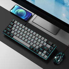 Load image into Gallery viewer, Portable 60% Mechanical Gaming Keyboard,  Mk-Box LED Backlit Compact 68 Keys Mini Wired Office Keyboard with Blue Switch for Windows Laptop PC Mac - Grey/Black
