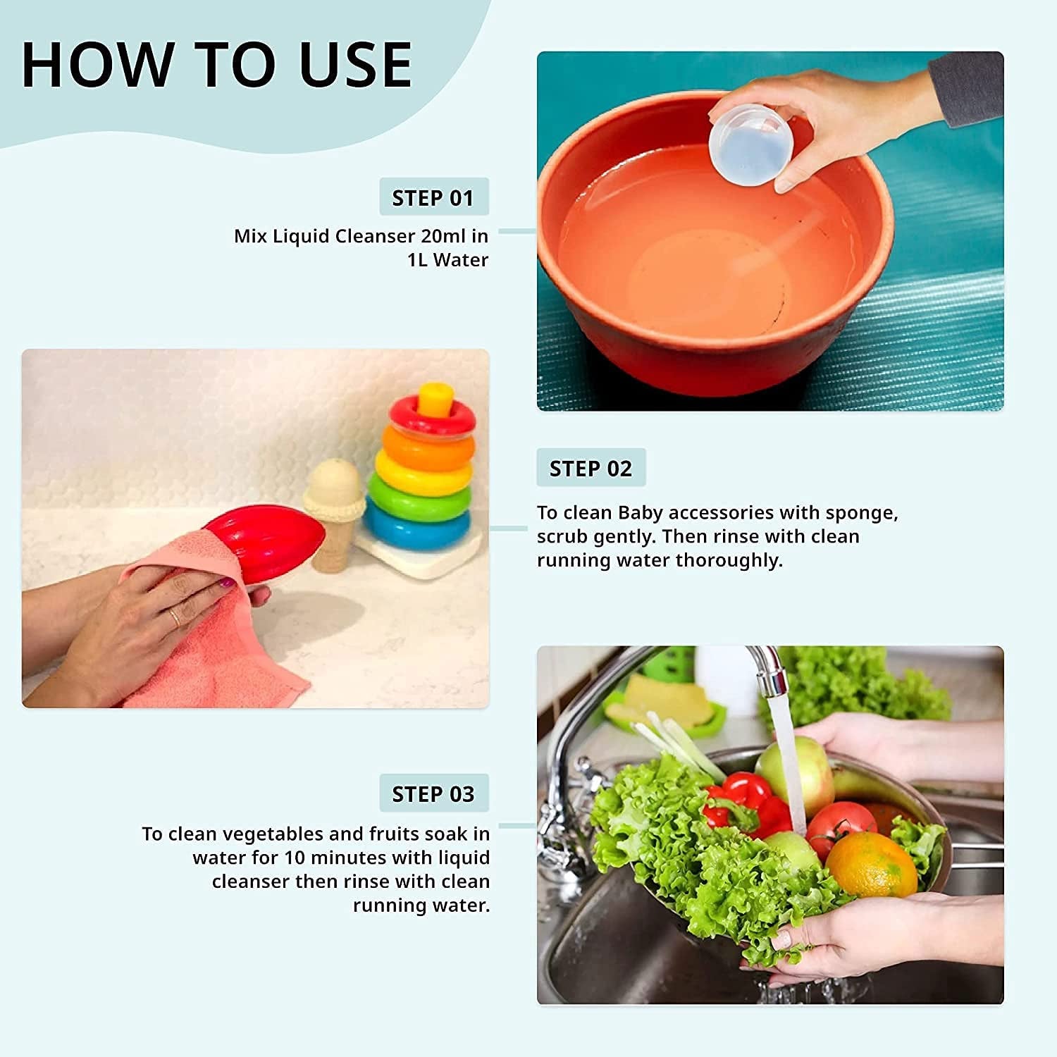 Biodegradable Liquid Cleanser to Wash Baby Bottles, Teats, Accessories, Fruits & Vegetables, 650Ml Refill