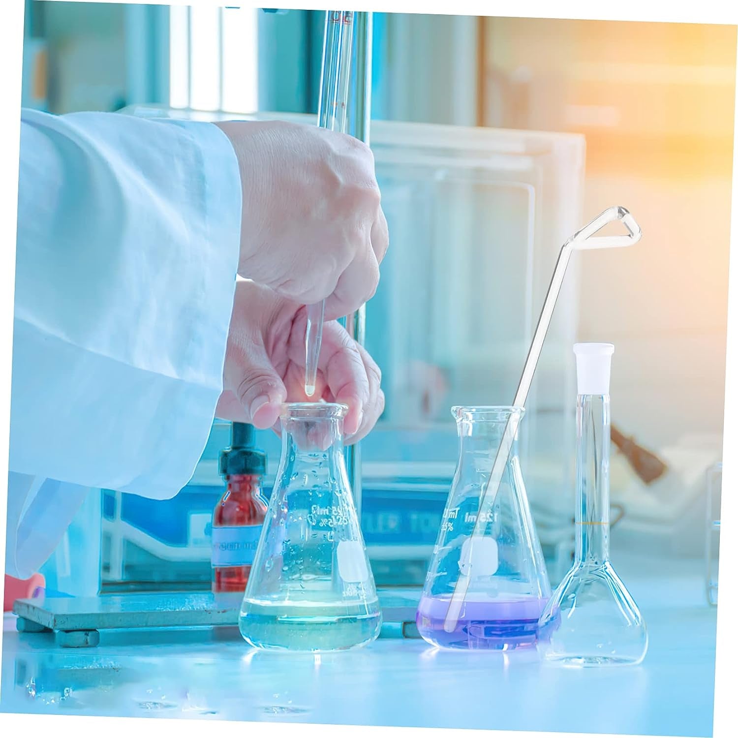 2Pcs Diffuser Science Experiment Kit Petri Spreaders Polypropylene Cell Spreader Labs Cell Scrapers Glass Stick L-Shaped Cell Spreader Stainless Steel Glass Transparent